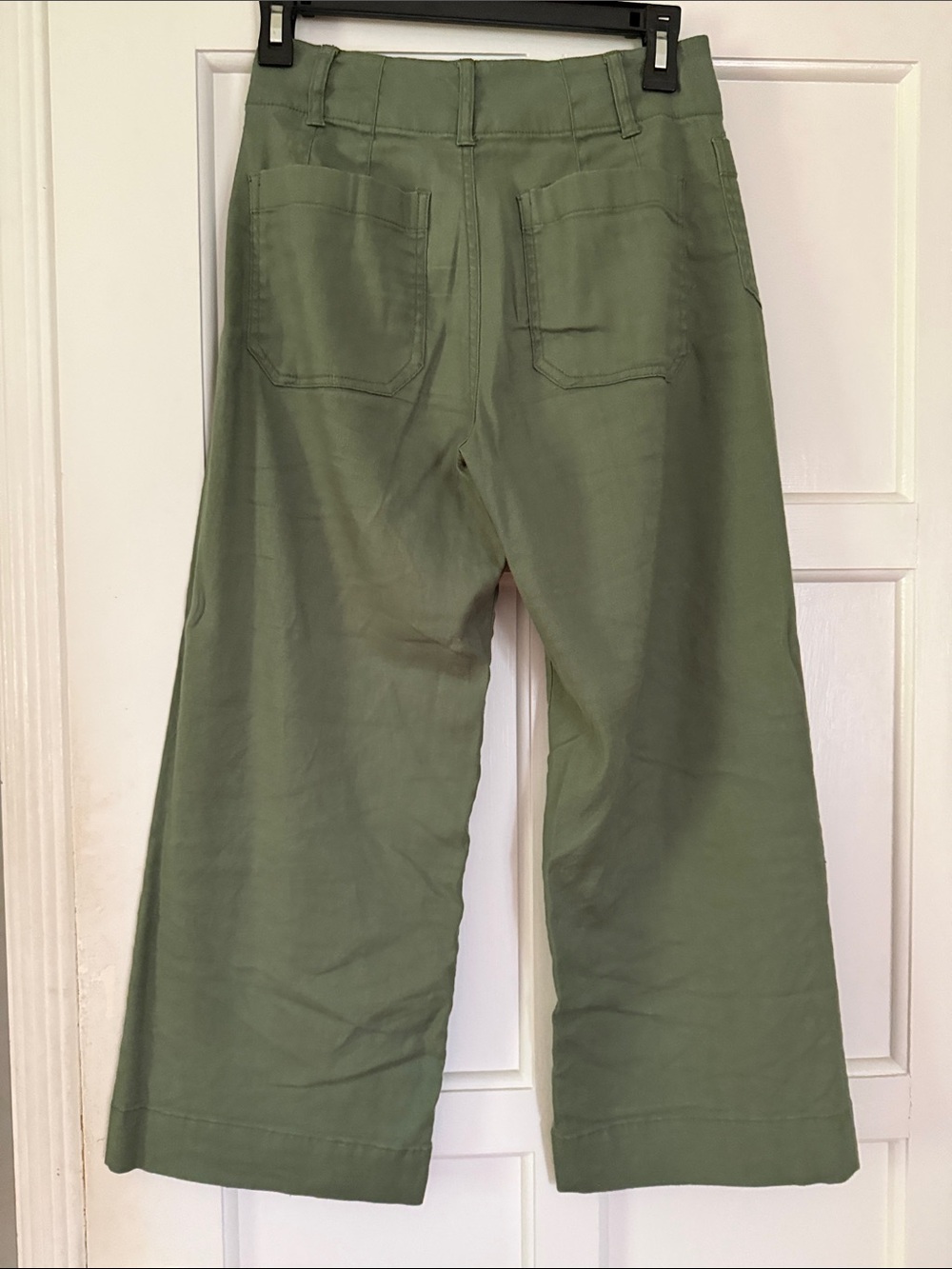 Maeve Colette Olive Green Cropped linen Wide-Leg Pants size 25P - Picture 2 of 3